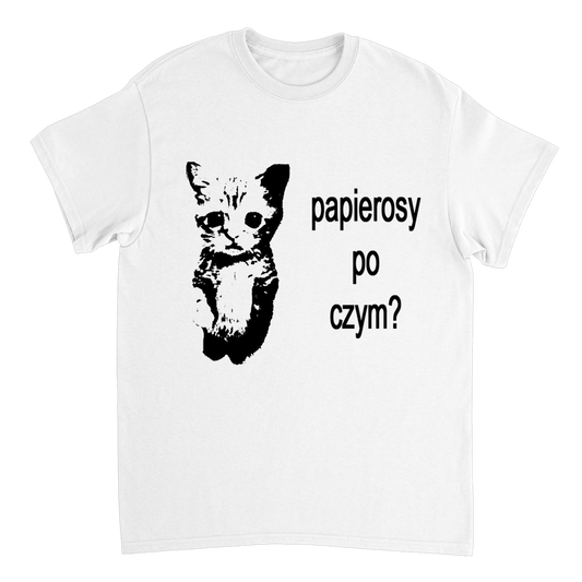 papierosy po czym T-shirt